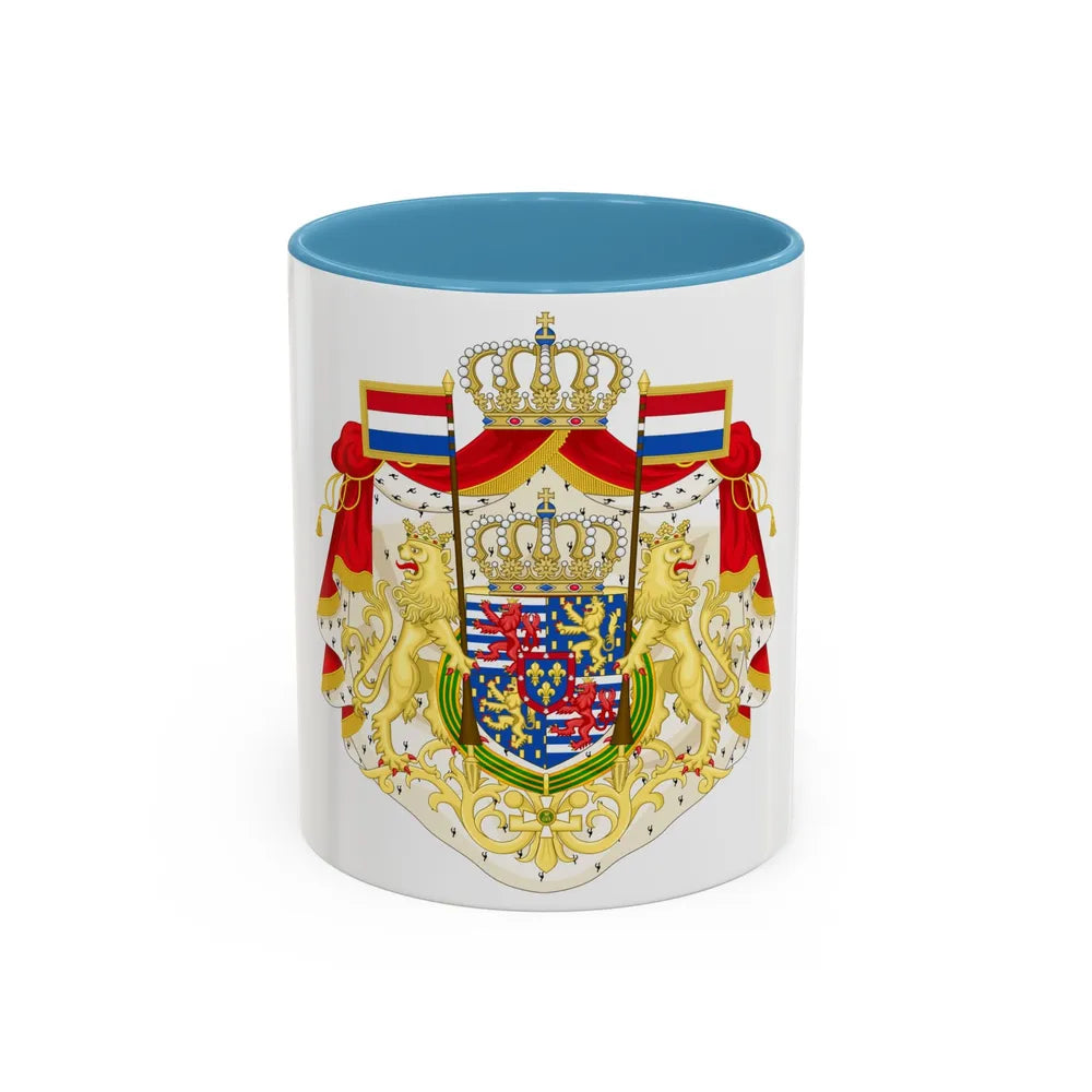 Greater coat of arms of the Grand Duke of Luxembourg (2000) - Accent Coffee Mug 11oz Light Blue - Go Mug Yourself
