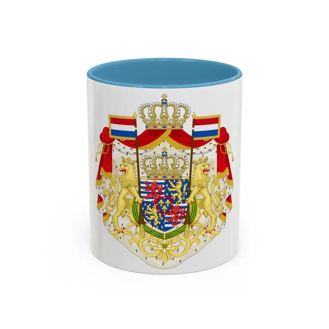 Greater coat of arms of the Grand Duke of Luxembourg (2000) - Accent Coffee Mug 11oz Light Blue - Go Mug Yourself