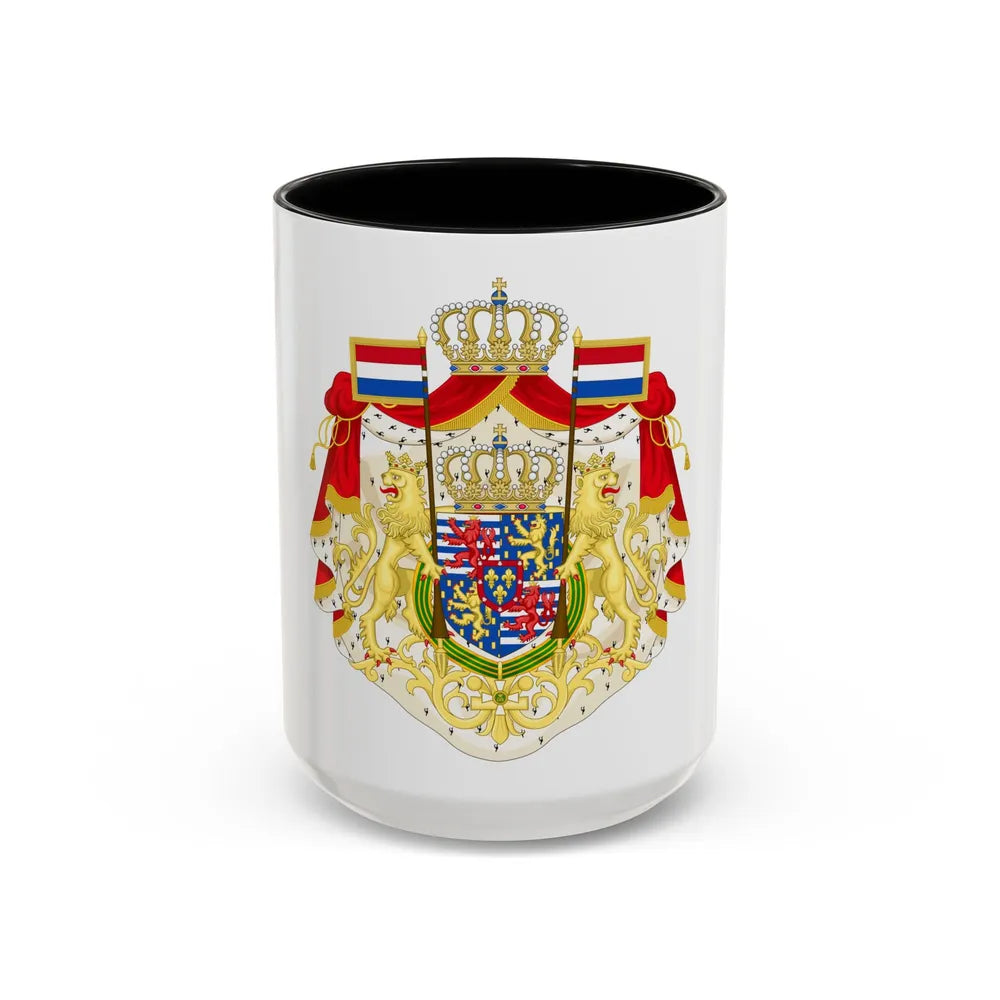 Greater coat of arms of the Grand Duke of Luxembourg (2000) - Accent Coffee Mug 15oz Black - Go Mug Yourself