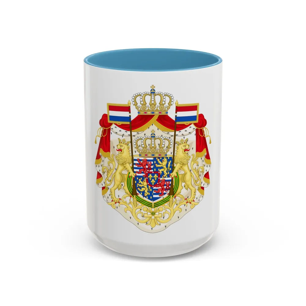 Greater coat of arms of the Grand Duke of Luxembourg (2000) - Accent Coffee Mug 15oz Light Blue - Go Mug Yourself