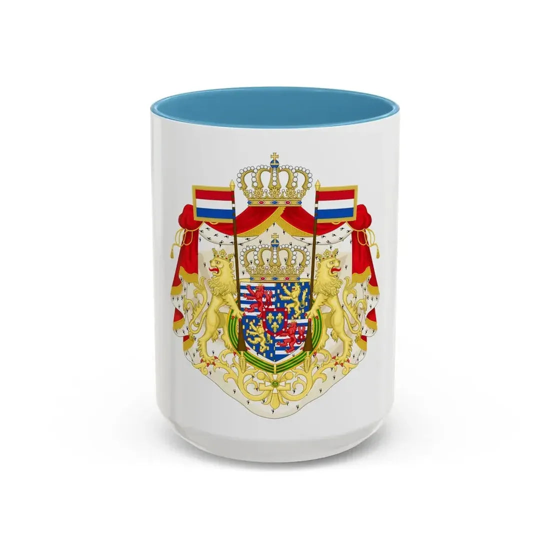 Greater coat of arms of the Grand Duke of Luxembourg (2000) - Accent Coffee Mug 15oz Light Blue - Go Mug Yourself