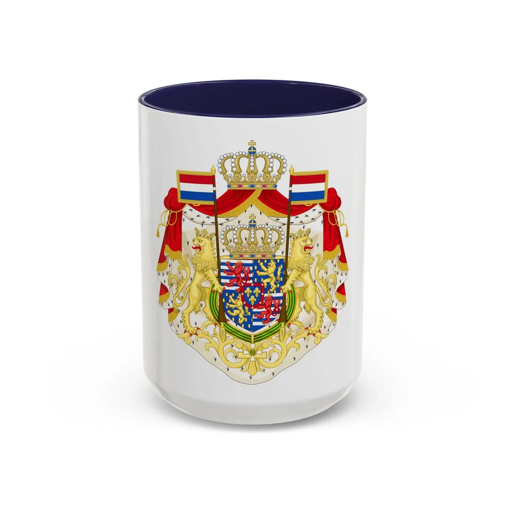 Greater coat of arms of the Grand Duke of Luxembourg (2000) - Accent Coffee Mug 15oz Navy - Go Mug Yourself