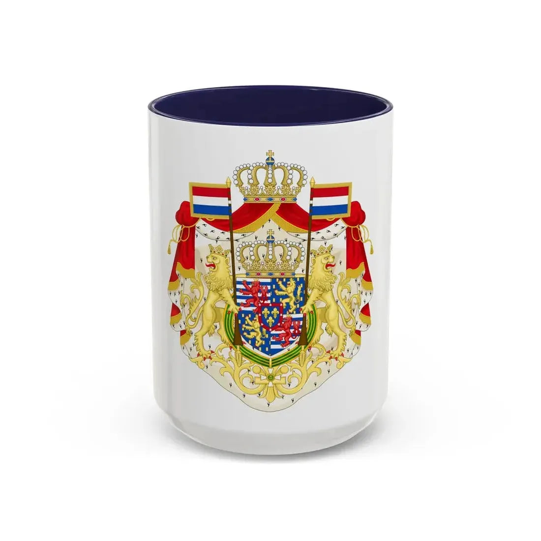 Greater coat of arms of the Grand Duke of Luxembourg (2000) - Accent Coffee Mug 15oz Navy - Go Mug Yourself