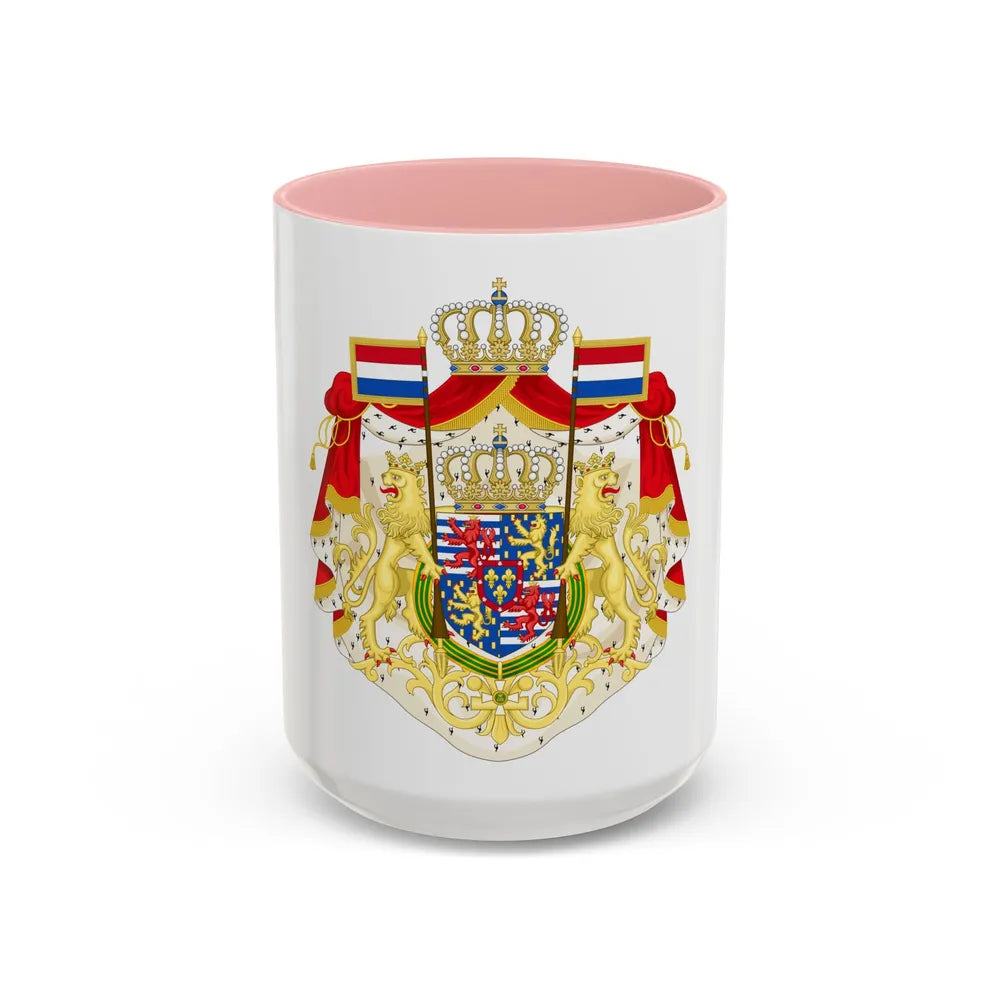 Greater coat of arms of the Grand Duke of Luxembourg (2000) - Accent Coffee Mug 15oz Pink - Go Mug Yourself