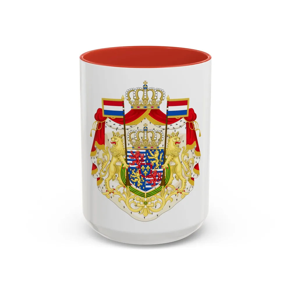 Greater coat of arms of the Grand Duke of Luxembourg (2000) - Accent Coffee Mug 15oz Red - Go Mug Yourself