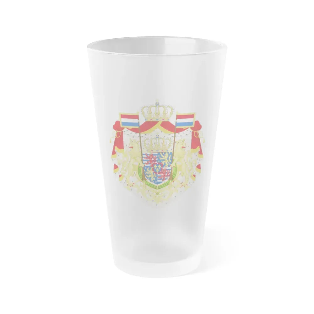 Greater coat of arms of the Grand Duke of Luxembourg (2000) - Frosted Pint Glass 16oz 16oz Frosted - Go Mug Yourself