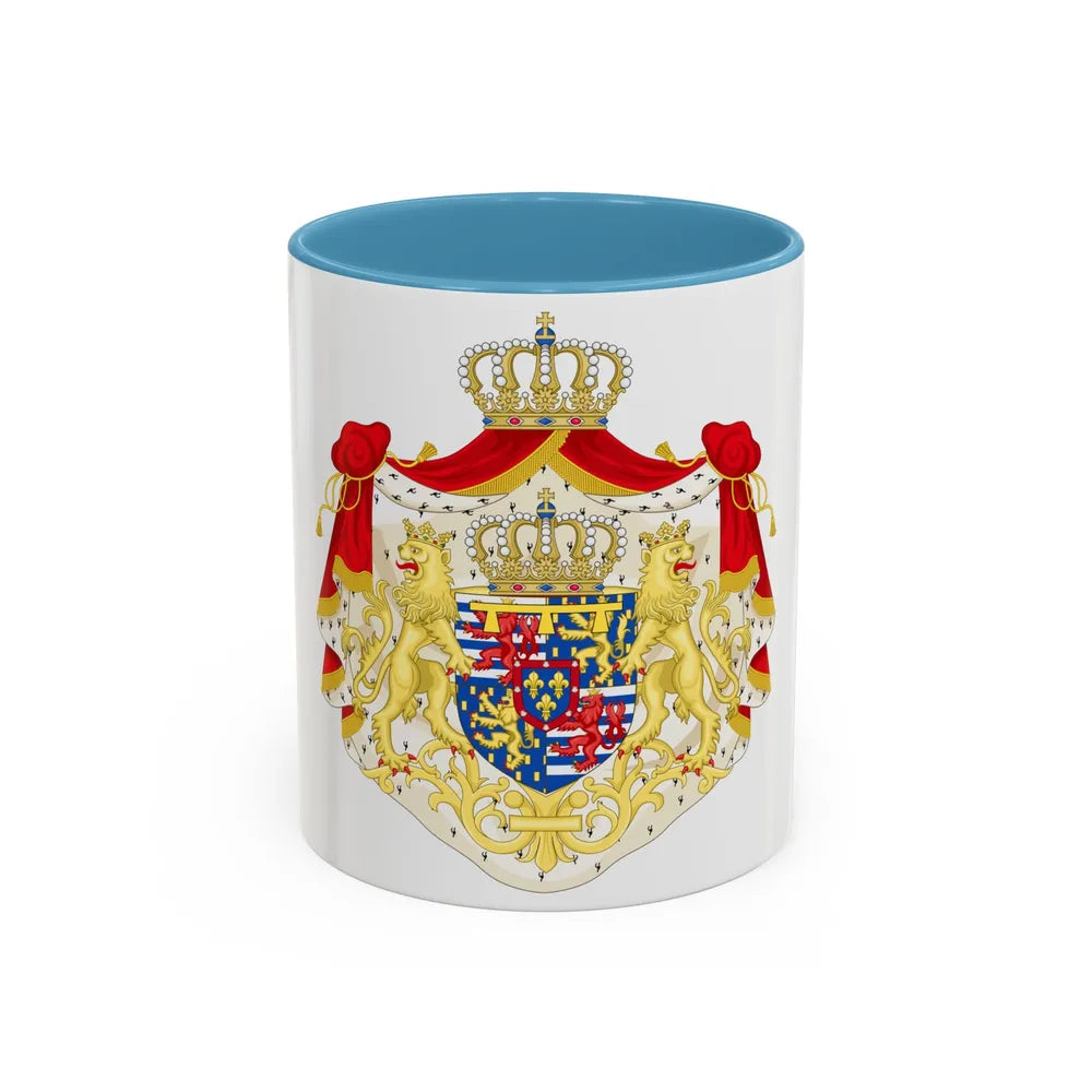 Greater coat of arms of the Hereditary Grand Duke of Luxembourg (2000) - Accent Coffee Mug 11oz Light Blue - Go Mug Yourself
