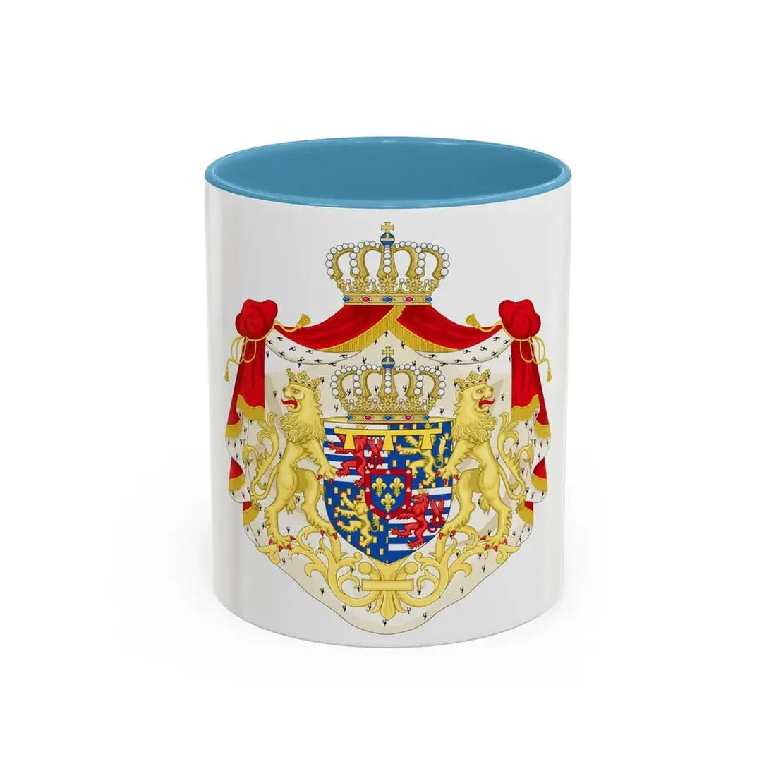 Greater coat of arms of the Hereditary Grand Duke of Luxembourg (2000) - Accent Coffee Mug 11oz Light Blue - Go Mug Yourself