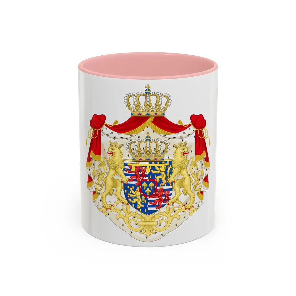 Greater coat of arms of the Hereditary Grand Duke of Luxembourg (2000) - Accent Coffee Mug 11oz Pink - Go Mug Yourself