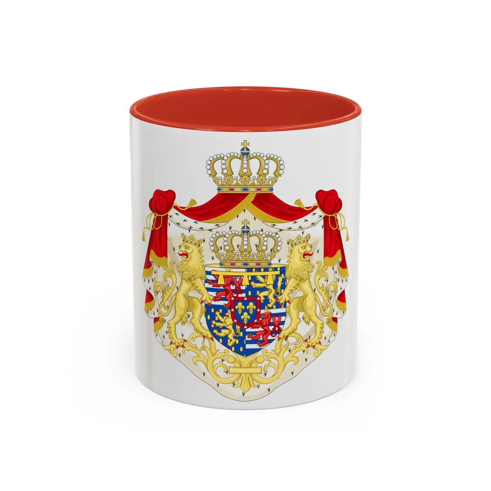 Greater coat of arms of the Hereditary Grand Duke of Luxembourg (2000) - Accent Coffee Mug 11oz Red - Go Mug Yourself