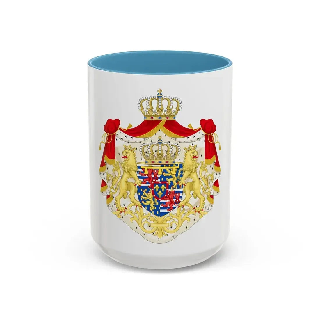 Greater coat of arms of the Hereditary Grand Duke of Luxembourg (2000) - Accent Coffee Mug 15oz Light Blue - Go Mug Yourself
