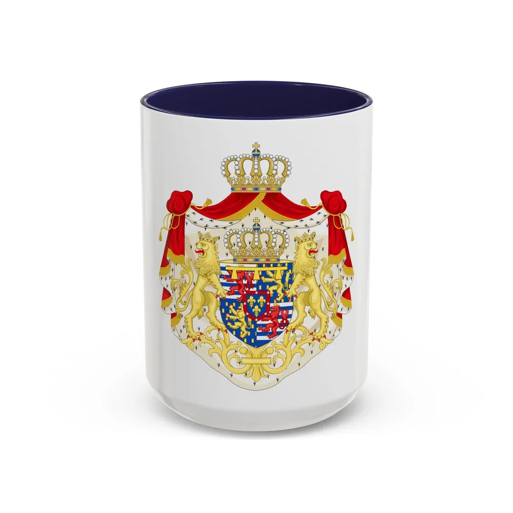 Greater coat of arms of the Hereditary Grand Duke of Luxembourg (2000) - Accent Coffee Mug 15oz Navy - Go Mug Yourself