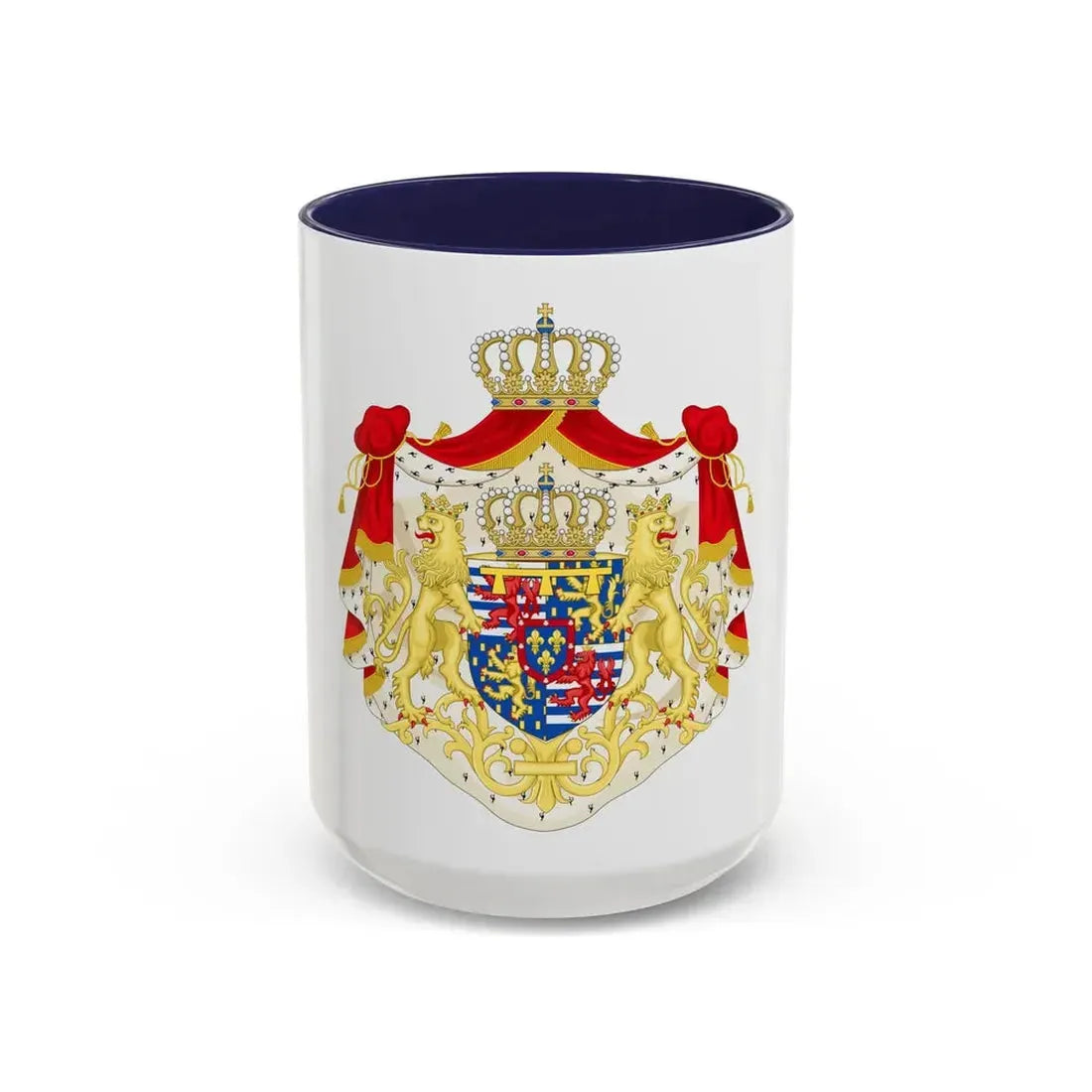 Greater coat of arms of the Hereditary Grand Duke of Luxembourg (2000) - Accent Coffee Mug 15oz Navy - Go Mug Yourself