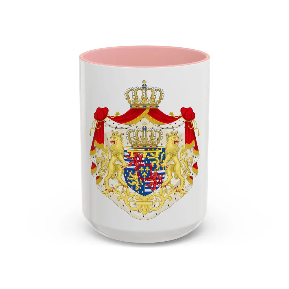 Greater coat of arms of the Hereditary Grand Duke of Luxembourg (2000) - Accent Coffee Mug 15oz Pink - Go Mug Yourself