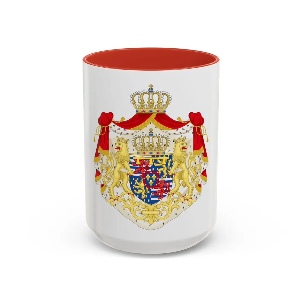 Greater coat of arms of the Hereditary Grand Duke of Luxembourg (2000) - Accent Coffee Mug 15oz Red - Go Mug Yourself