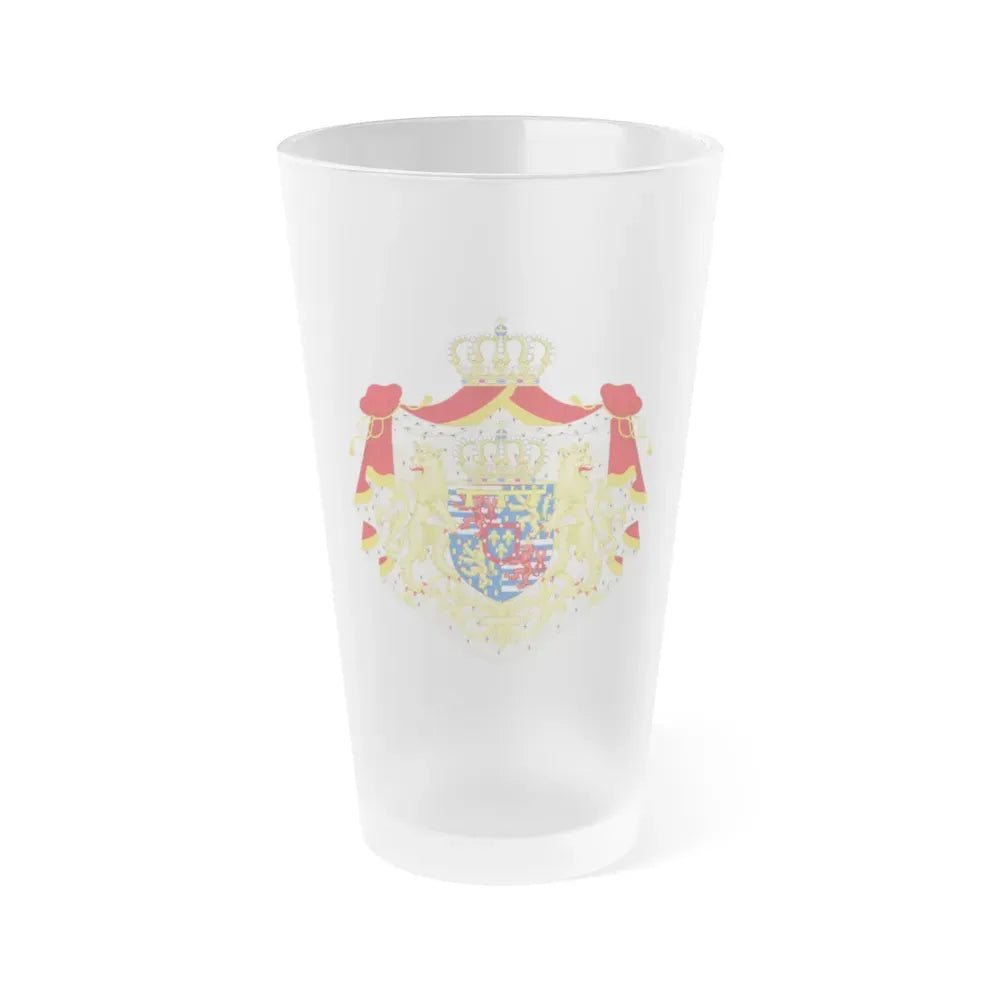 Greater coat of arms of the Hereditary Grand Duke of Luxembourg (2000) - Frosted Pint Glass 16oz 16oz Frosted - Go Mug Yourself