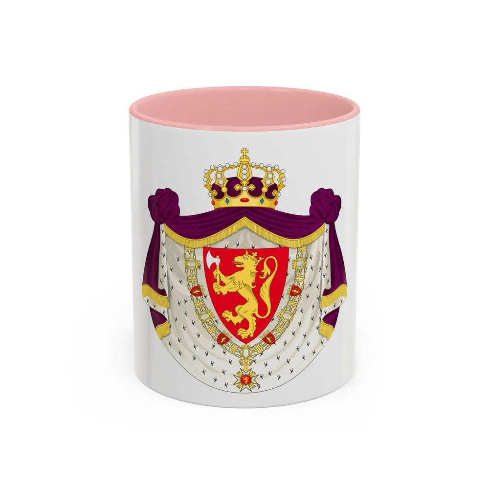 Greater royal coat of arms of Norway - Accent Coffee Mug 11oz Pink - Go Mug Yourself