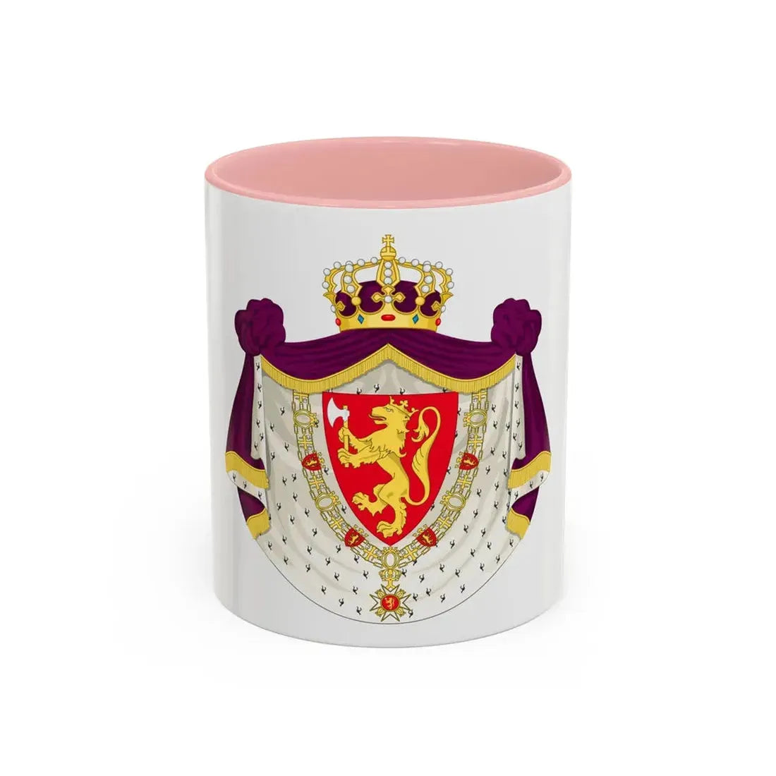 Greater royal coat of arms of Norway - Accent Coffee Mug 11oz Pink - Go Mug Yourself