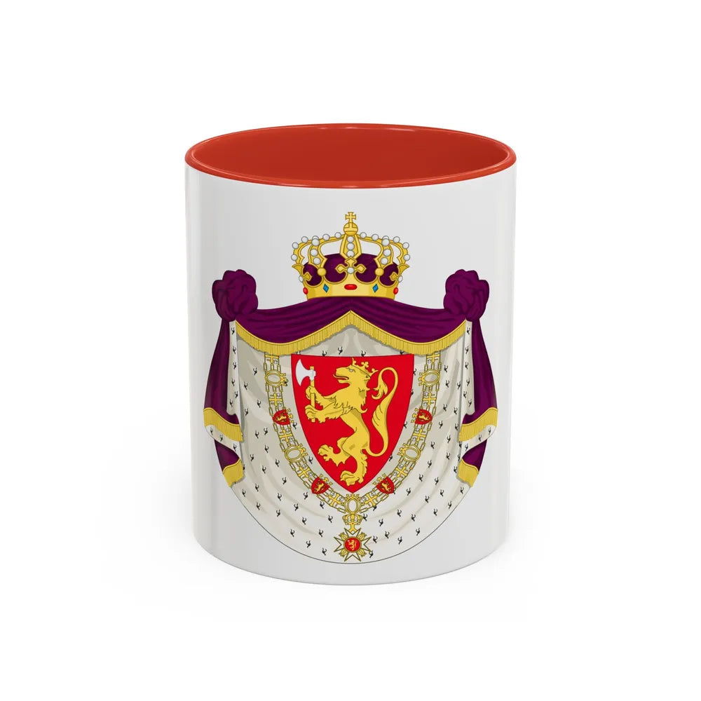 Greater royal coat of arms of Norway - Accent Coffee Mug 11oz Red - Go Mug Yourself