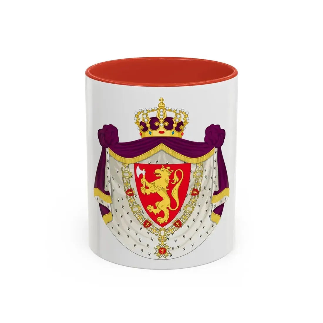Greater royal coat of arms of Norway - Accent Coffee Mug 11oz Red - Go Mug Yourself