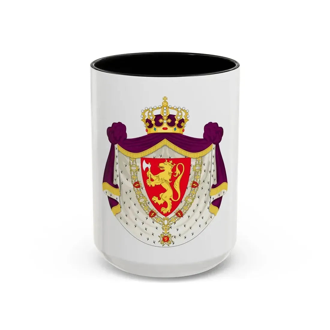 Greater royal coat of arms of Norway - Accent Coffee Mug 15oz Black - Go Mug Yourself