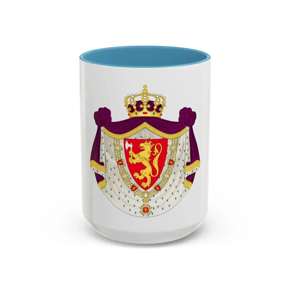Greater royal coat of arms of Norway - Accent Coffee Mug 15oz Light Blue - Go Mug Yourself
