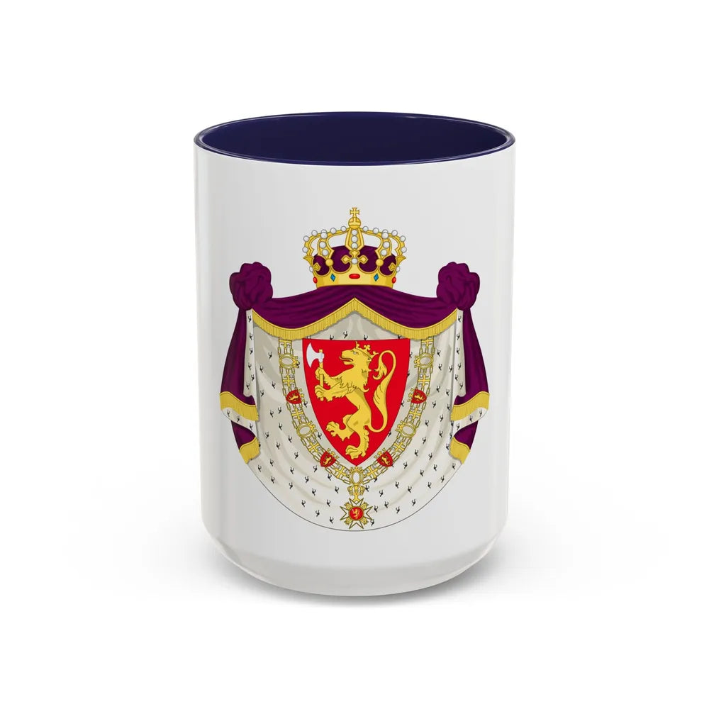 Greater royal coat of arms of Norway - Accent Coffee Mug 15oz Navy - Go Mug Yourself