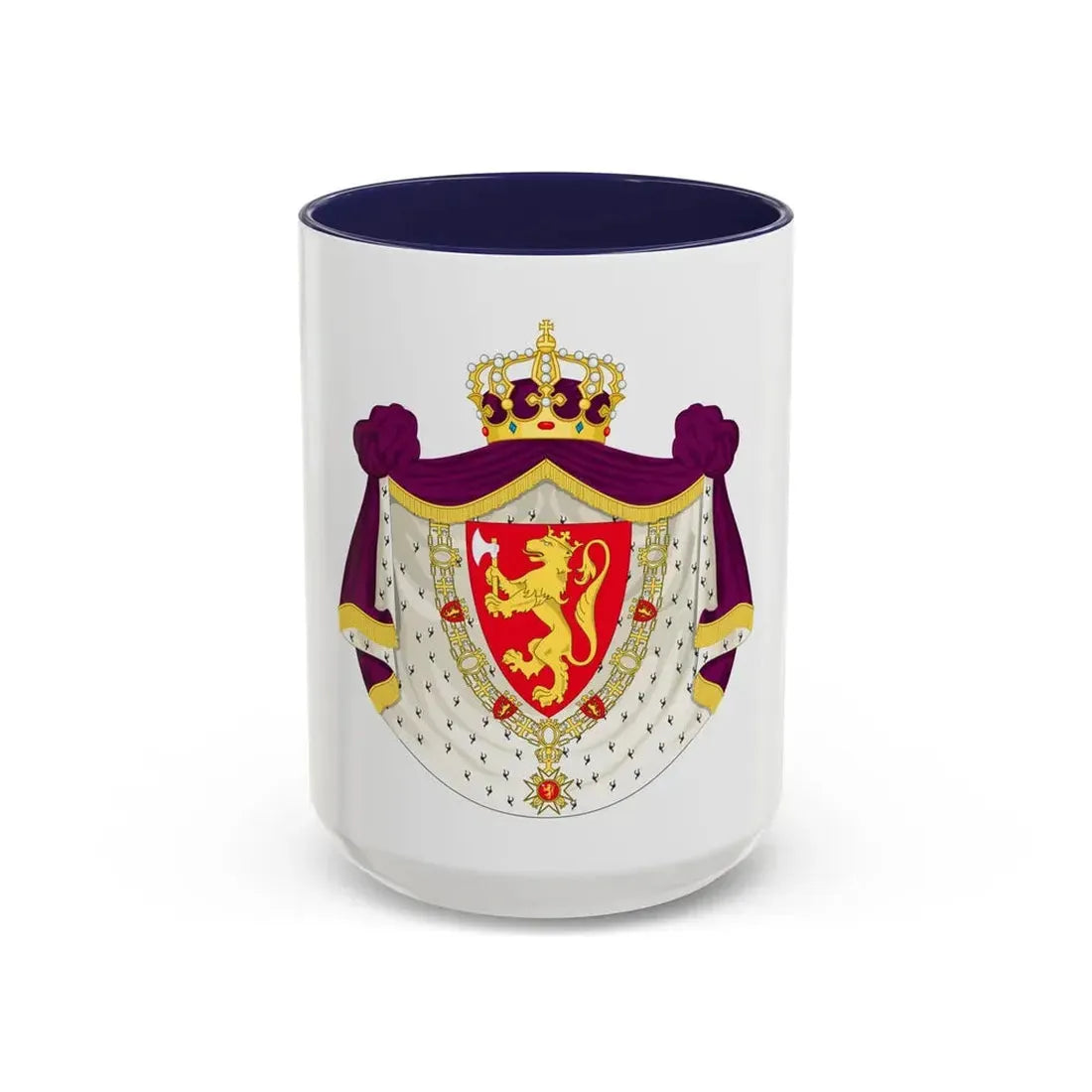 Greater royal coat of arms of Norway - Accent Coffee Mug 15oz Navy - Go Mug Yourself