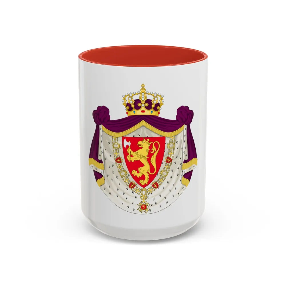 Greater royal coat of arms of Norway - Accent Coffee Mug 15oz Red - Go Mug Yourself