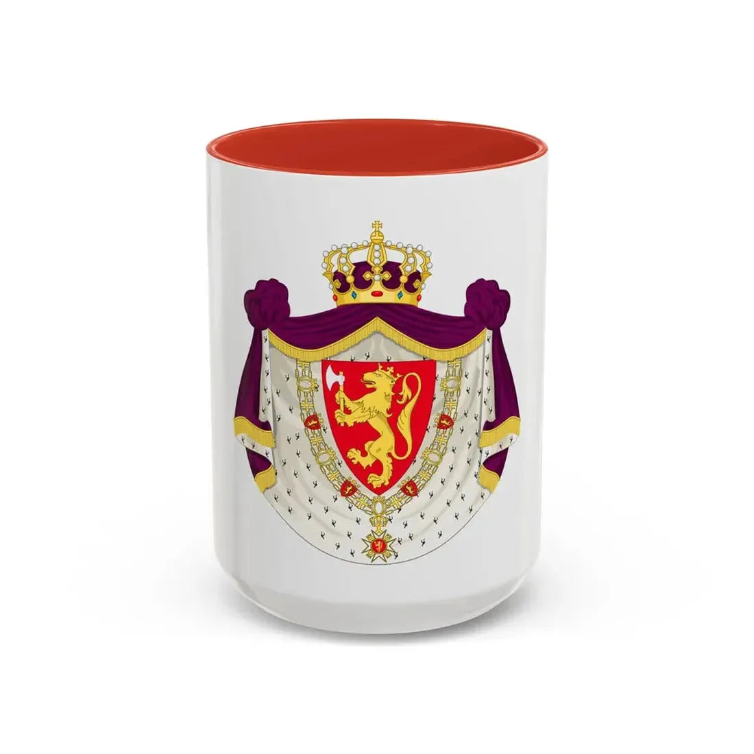 Greater royal coat of arms of Norway - Accent Coffee Mug 15oz Red - Go Mug Yourself
