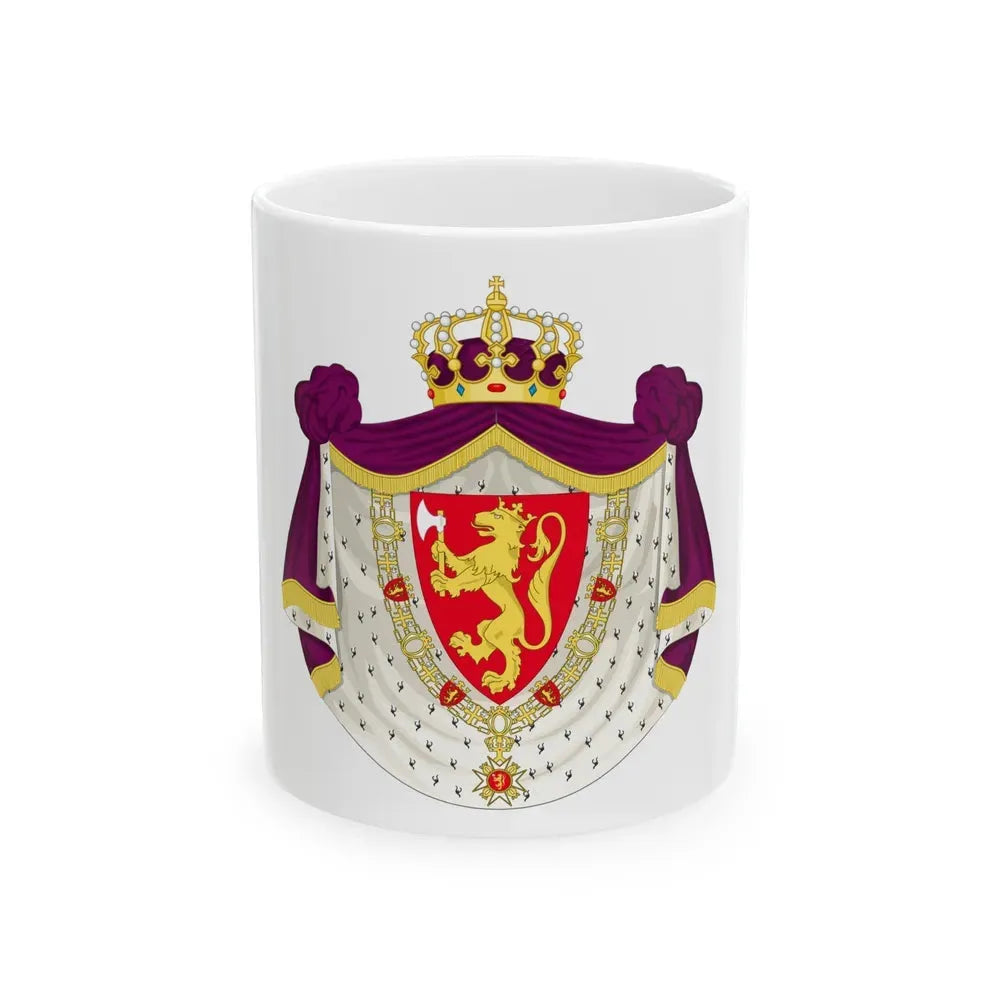 Greater royal coat of arms of Norway - White Coffee Mug 11oz - Go Mug Yourself