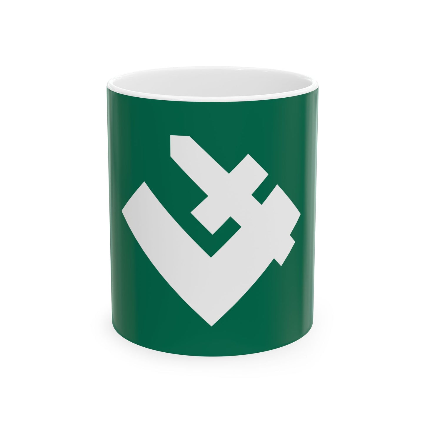 Green flag with symbol of falanga (Poland) White Coffee Mug-11oz-Go Mug Yourself