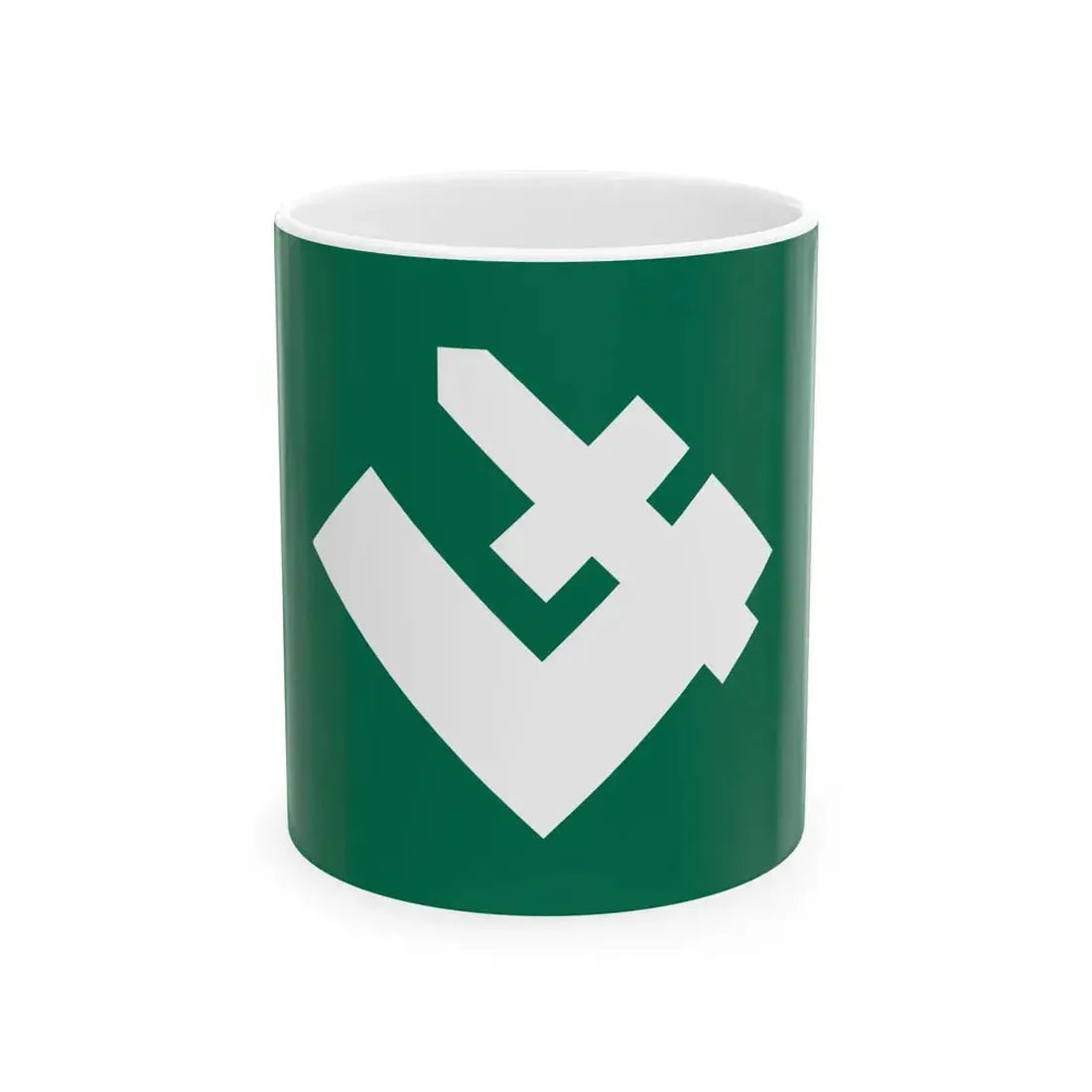 Green flag with symbol of falanga (Poland) White Coffee Mug 11oz - Go Mug Yourself