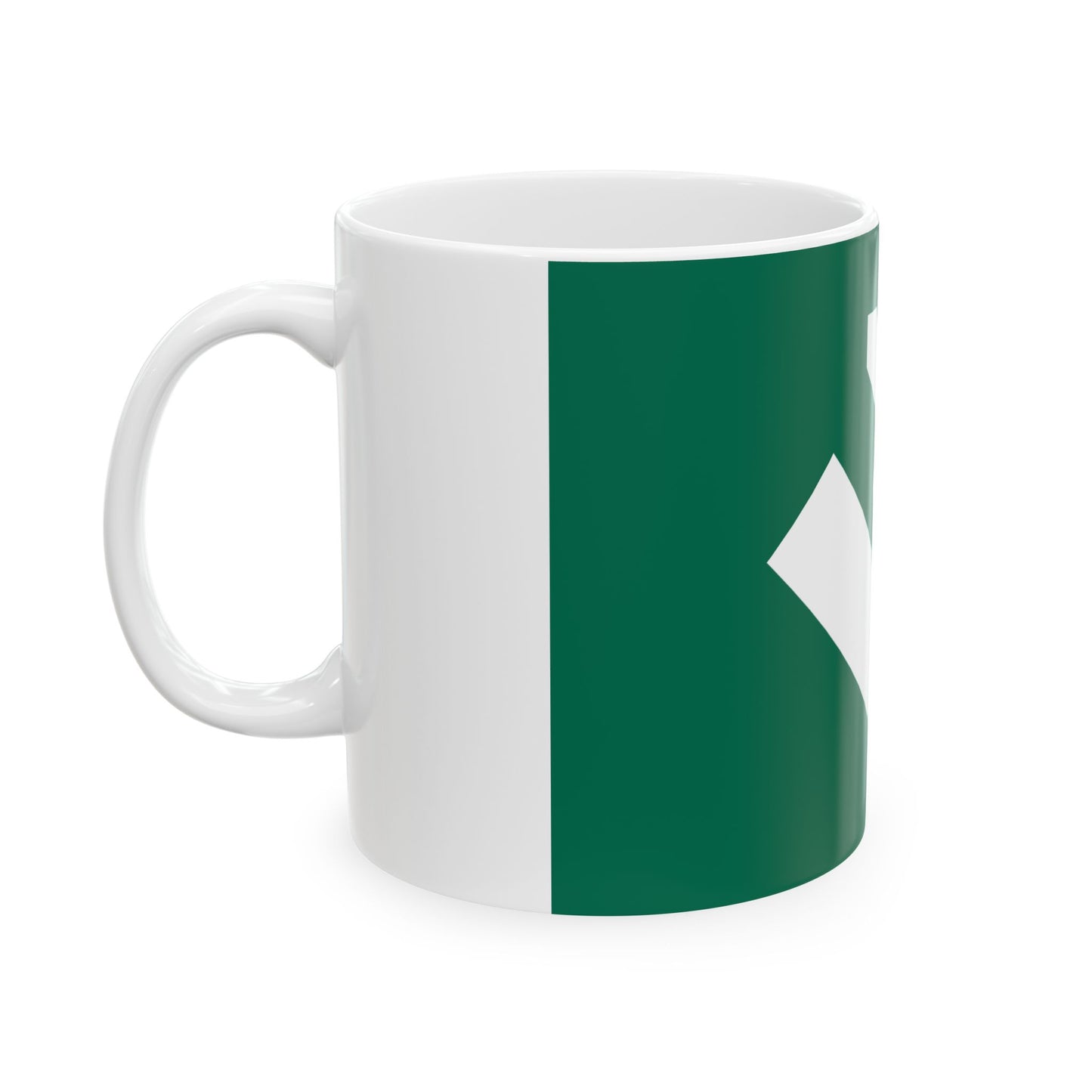Green flag with symbol of falanga (Poland) White Coffee Mug-Go Mug Yourself