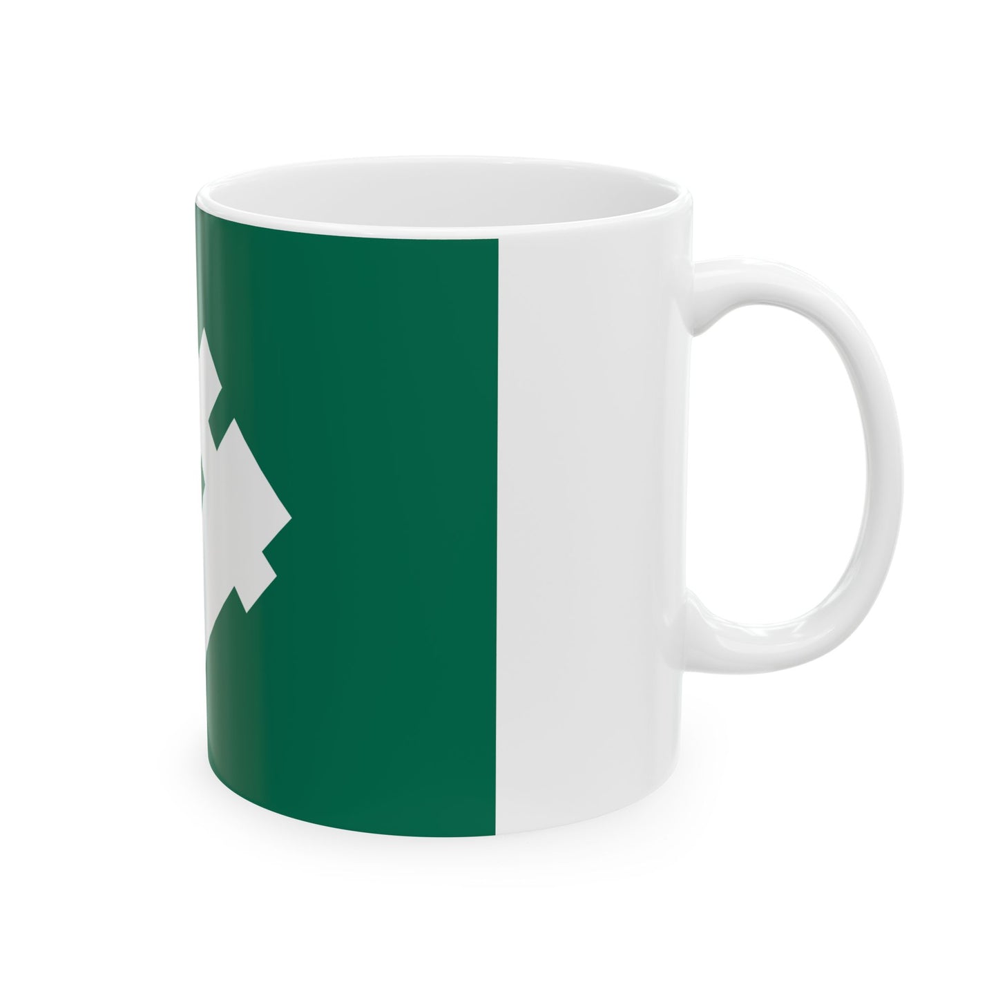 Green flag with symbol of falanga (Poland) White Coffee Mug-Go Mug Yourself