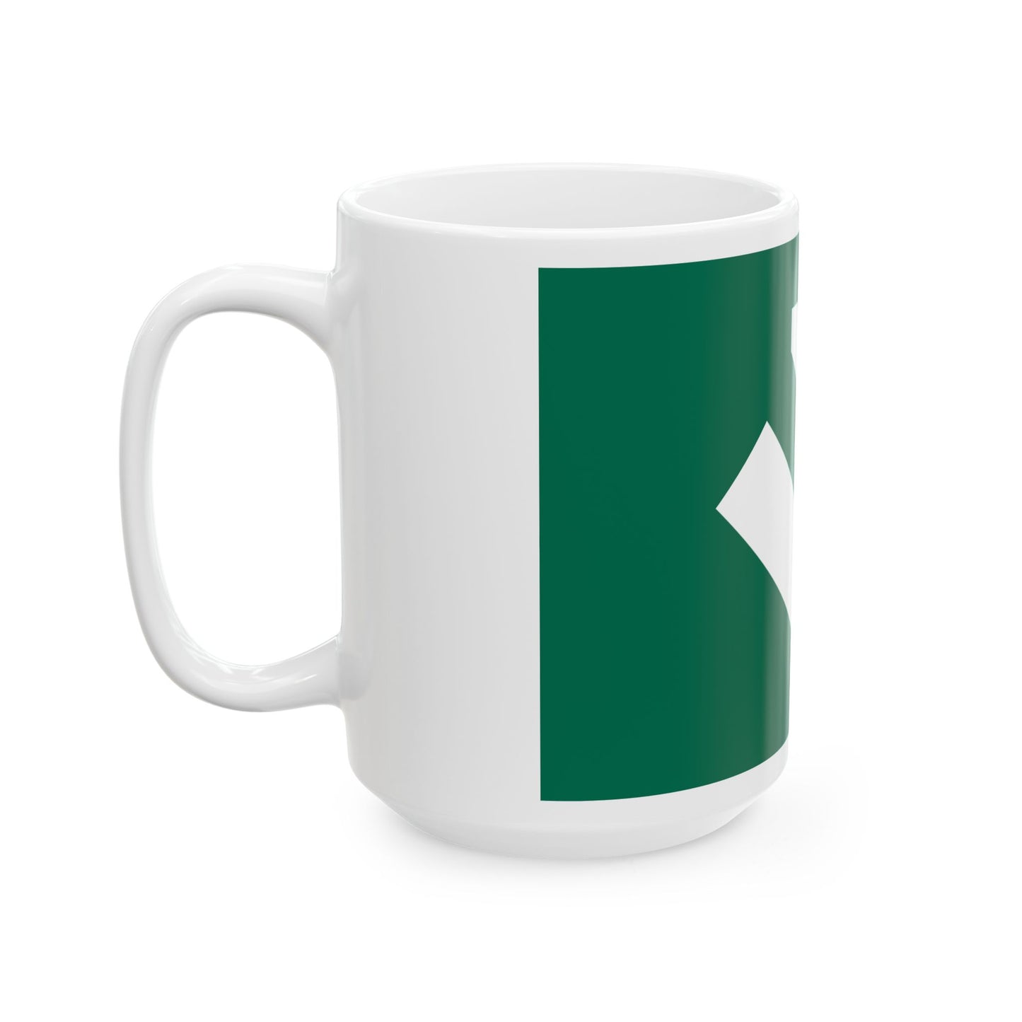 Green flag with symbol of falanga (Poland) White Coffee Mug-Go Mug Yourself