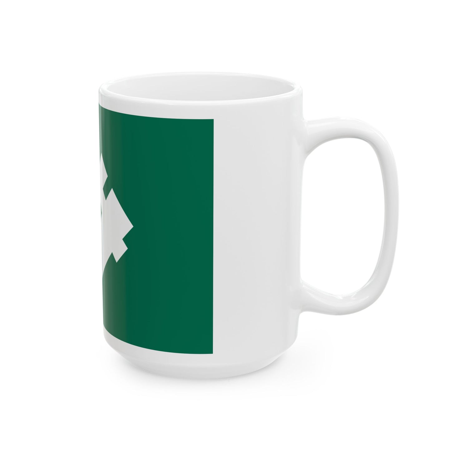 Green flag with symbol of falanga (Poland) White Coffee Mug-Go Mug Yourself