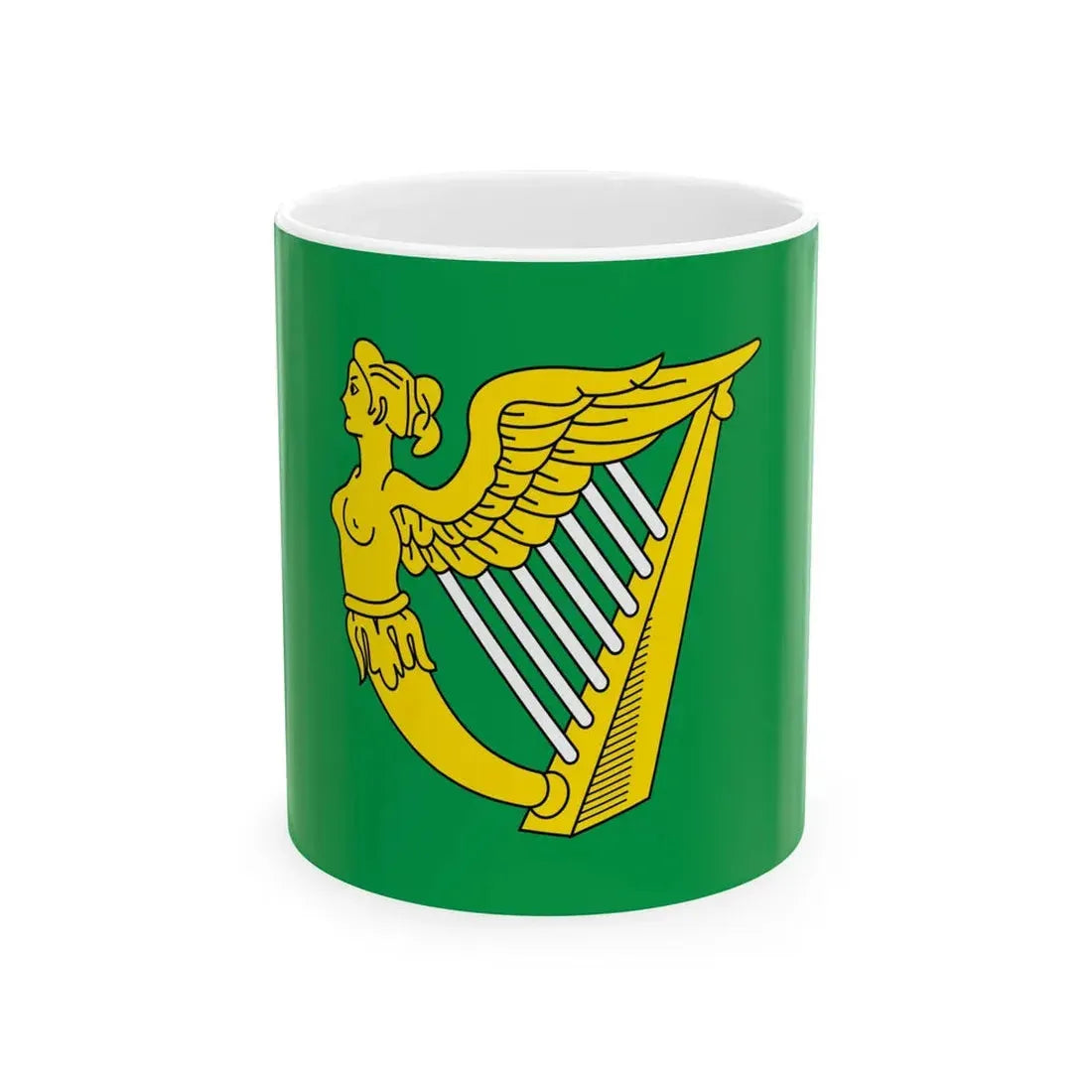 Green harp flag of Ireland 17th century (Ireland) White Coffee Mug 11oz - Go Mug Yourself