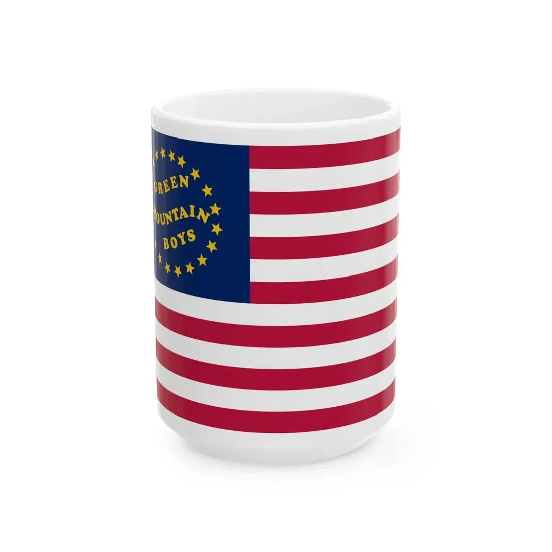Green Mountain Boys battle flag (United States) White Coffee Mug 15oz - Go Mug Yourself