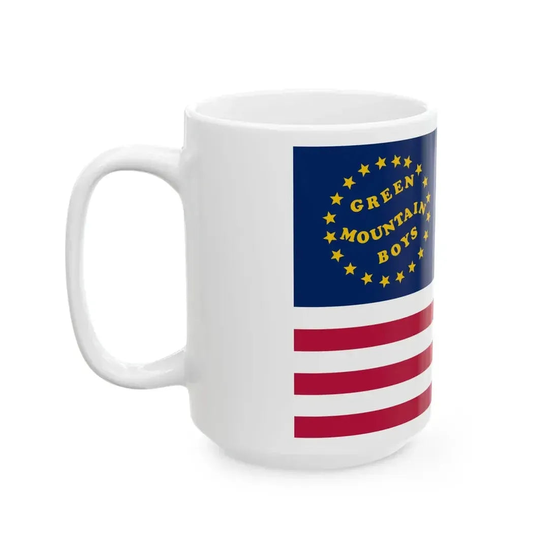 Green Mountain Boys battle flag (United States) White Coffee Mug - Go Mug Yourself
