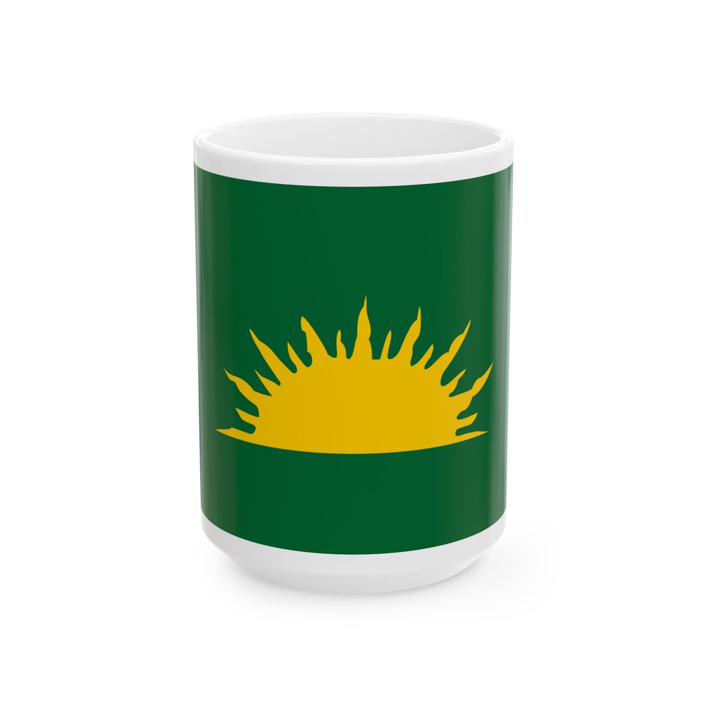 Green Sunburst Flag (Ireland) White Coffee Mug-15oz-Go Mug Yourself