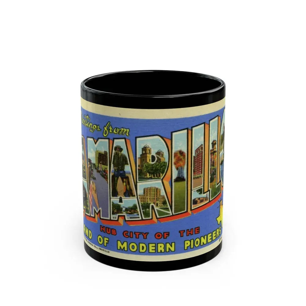 Greetings from Amarillo (Greeting Postcards) Black Coffee Mug 11oz - Go Mug Yourself