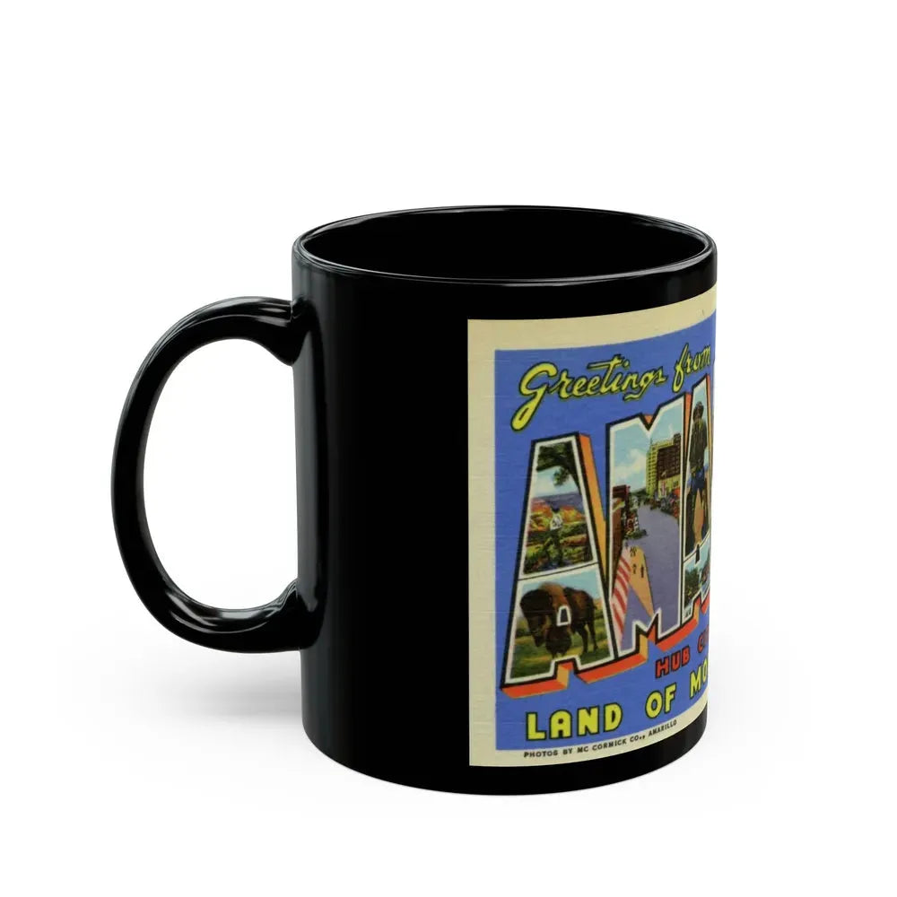 Greetings from Amarillo (Greeting Postcards) Black Coffee Mug - Go Mug Yourself