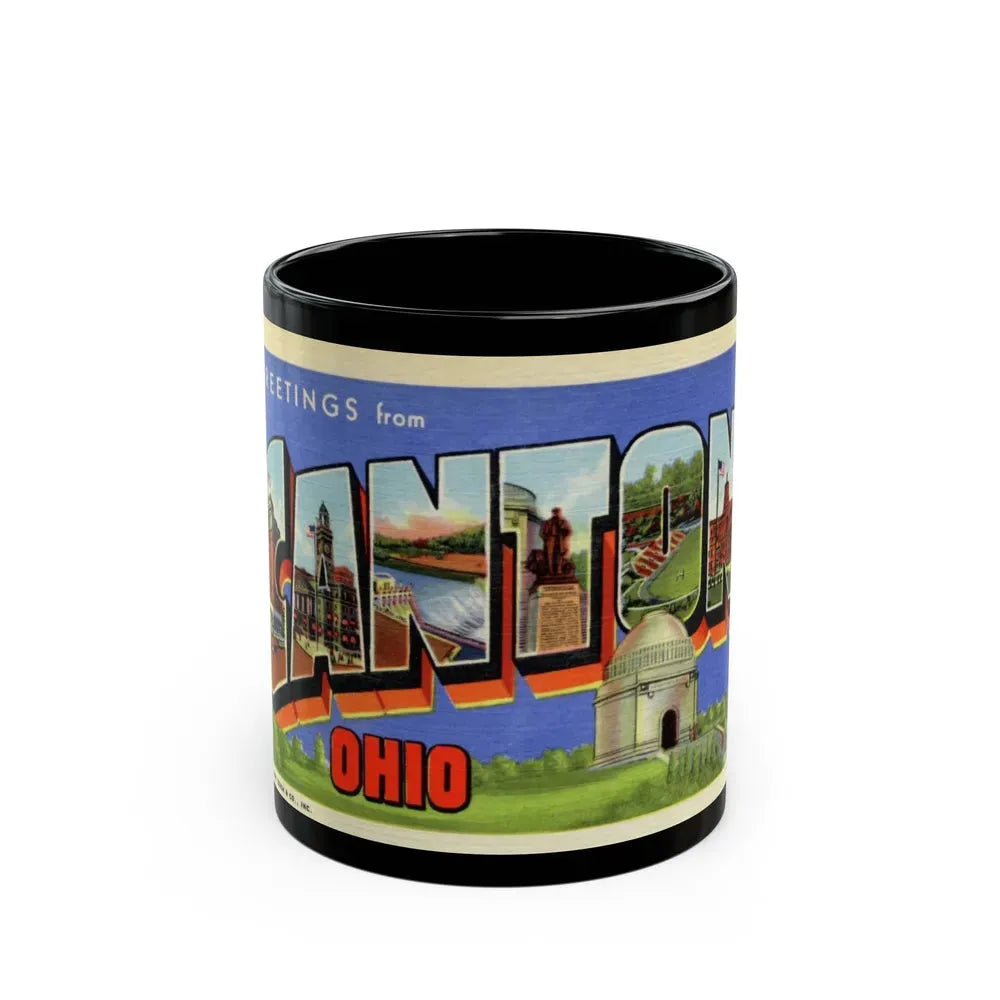 Greetings from Canton Ohio (Greeting Postcards) Black Coffee Mug 11oz - Go Mug Yourself