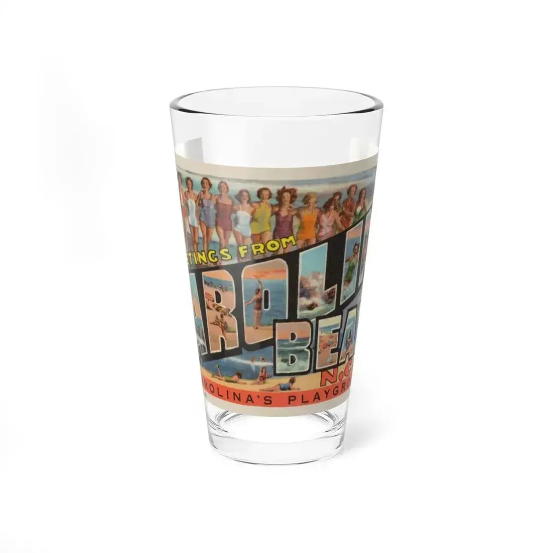 Greetings from Carolina Beach NC (Greeting Postcards) Pint Glass 16oz 16oz - Go Mug Yourself