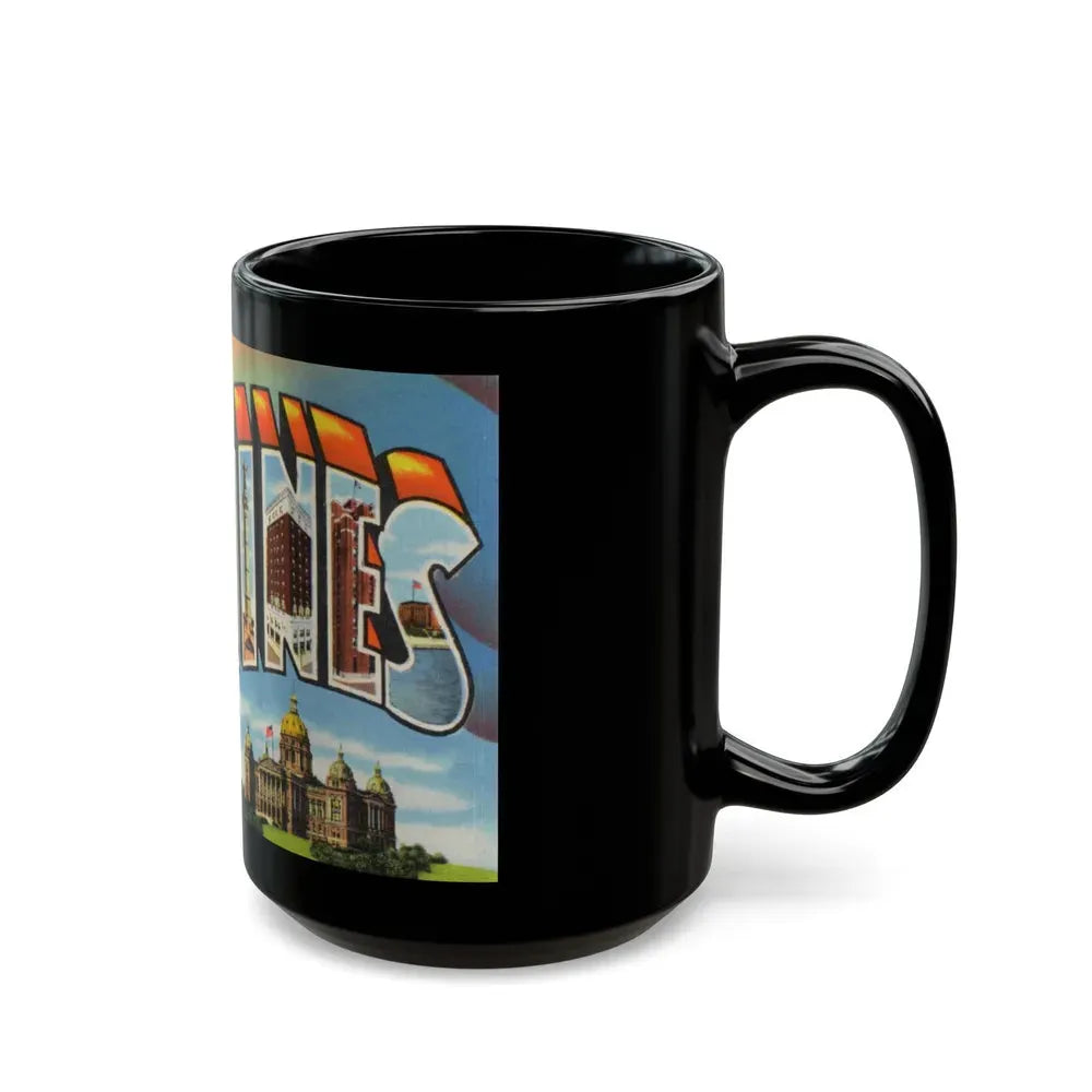 Greetings from Des Moines (Greeting Postcards) Black Coffee Mug - Go Mug Yourself