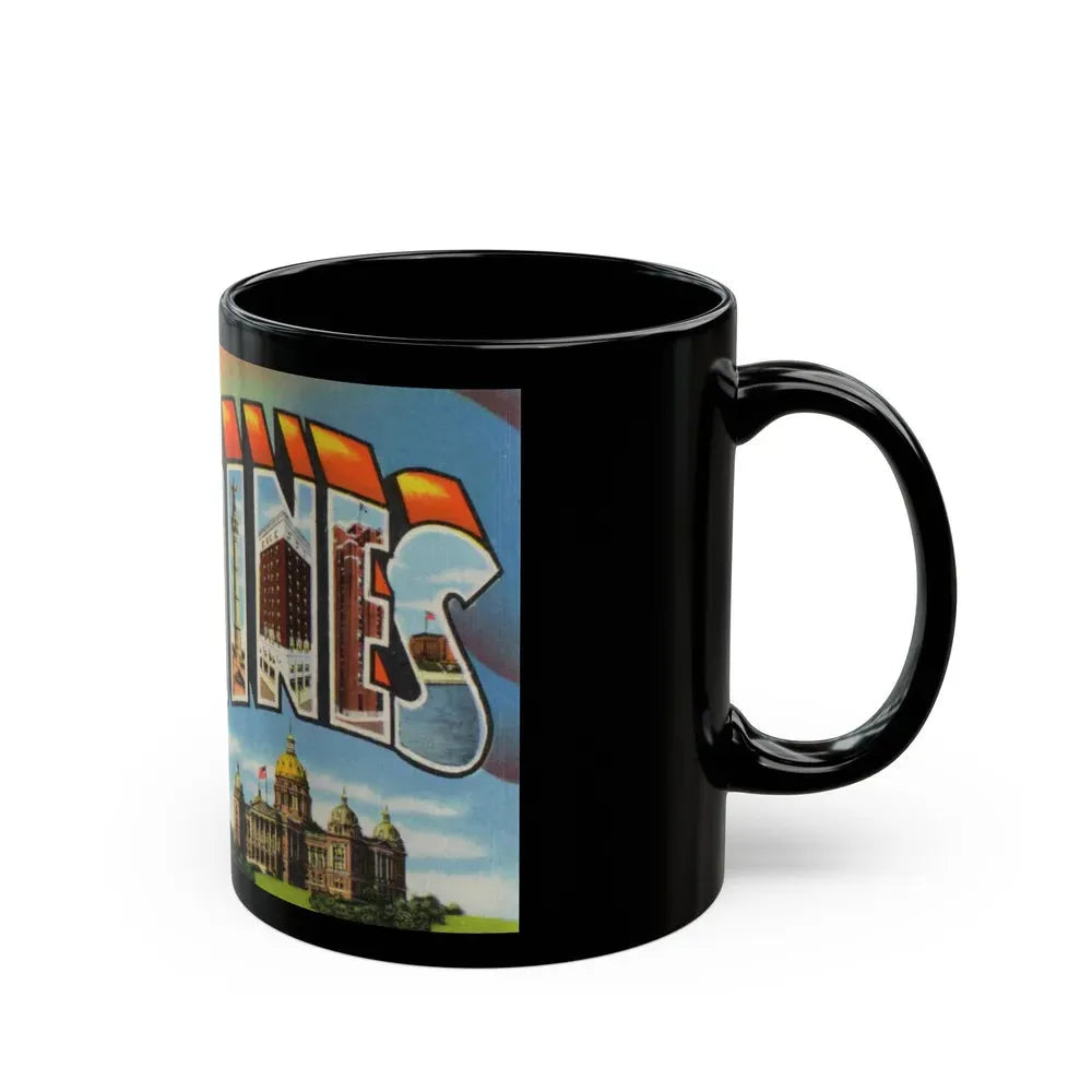 Greetings from Des Moines (Greeting Postcards) Black Coffee Mug - Go Mug Yourself