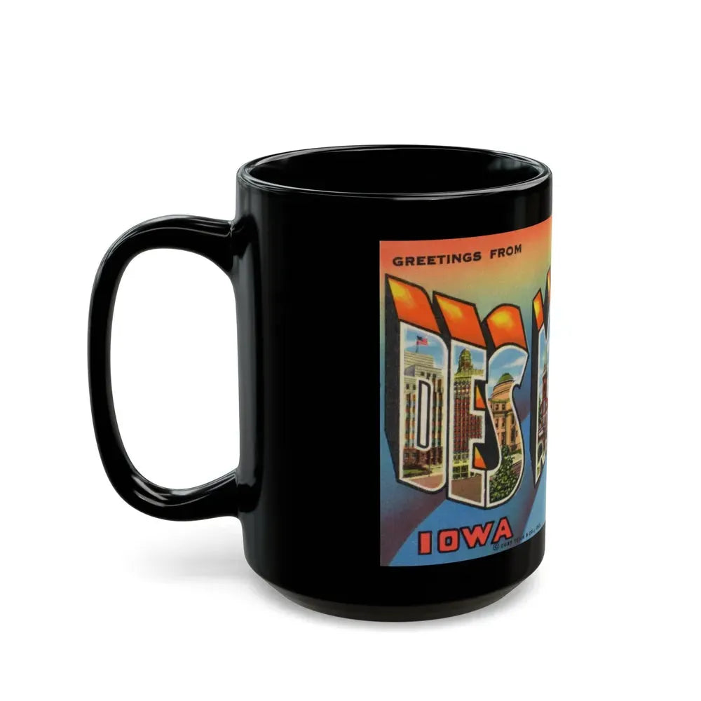 Greetings from Des Moines (Greeting Postcards) Black Coffee Mug - Go Mug Yourself