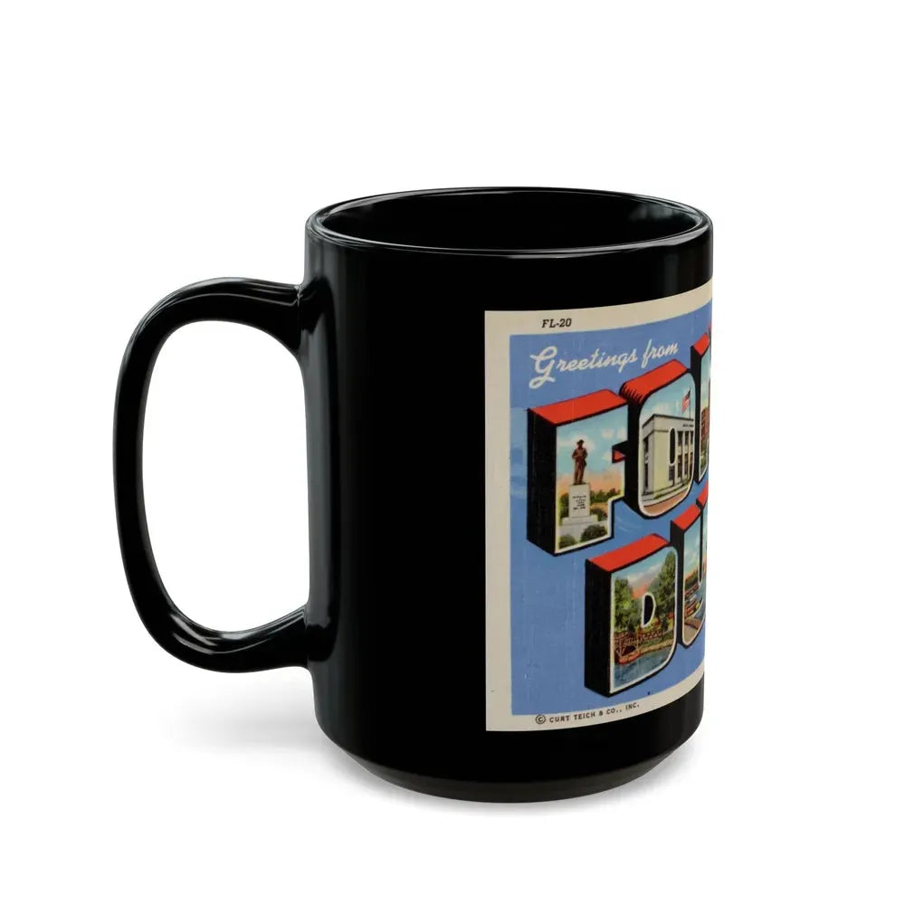 Greetings from Fond du Lac Wisconsin (Greeting Postcards) Black Coffee Mug - Go Mug Yourself