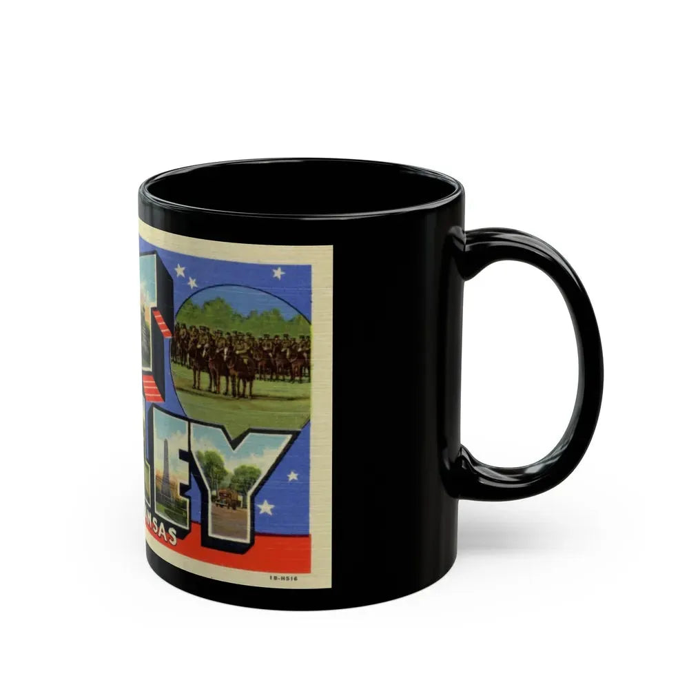 Greetings from Fort Riley Kansas (Greeting Postcards) Black Coffee Mug - Go Mug Yourself